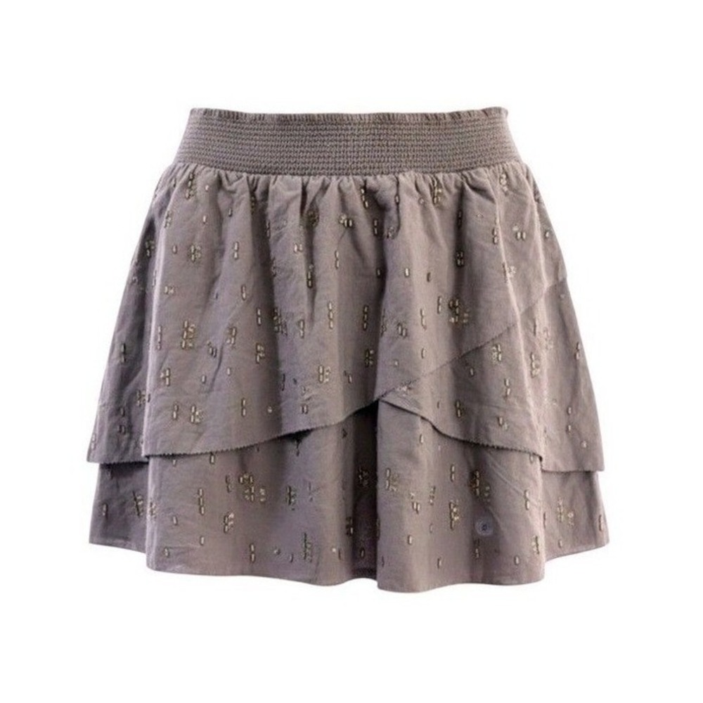 SMALL Mini Skirt stretchy ruffle beaded Coastal Cowgirl Summer
